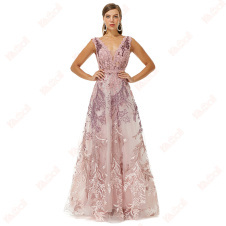 women's feather embroidery evening dress